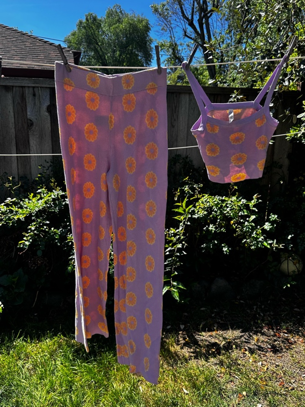 Cotton On Body Lavender & Yellow Daisy Knit Tank and Pants Set